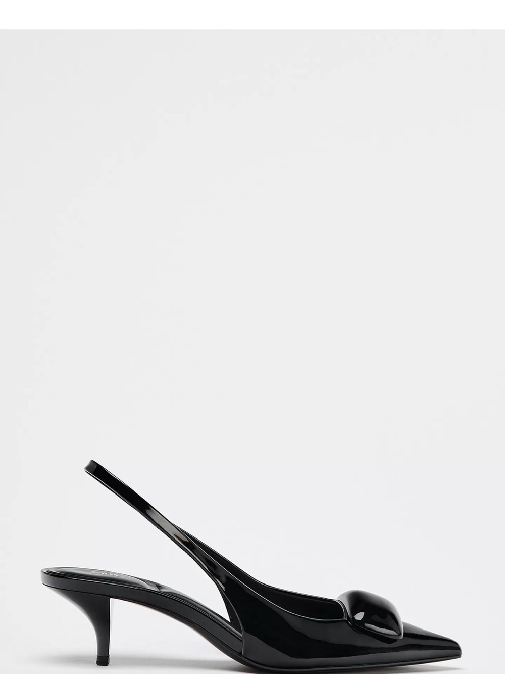 Zara Black Patent Slingback Kitten Heel Pumps